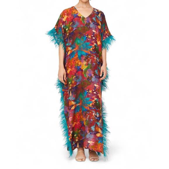 NEW MARIE OLIVER maura feather dress in lotus - Picture 1 of 4